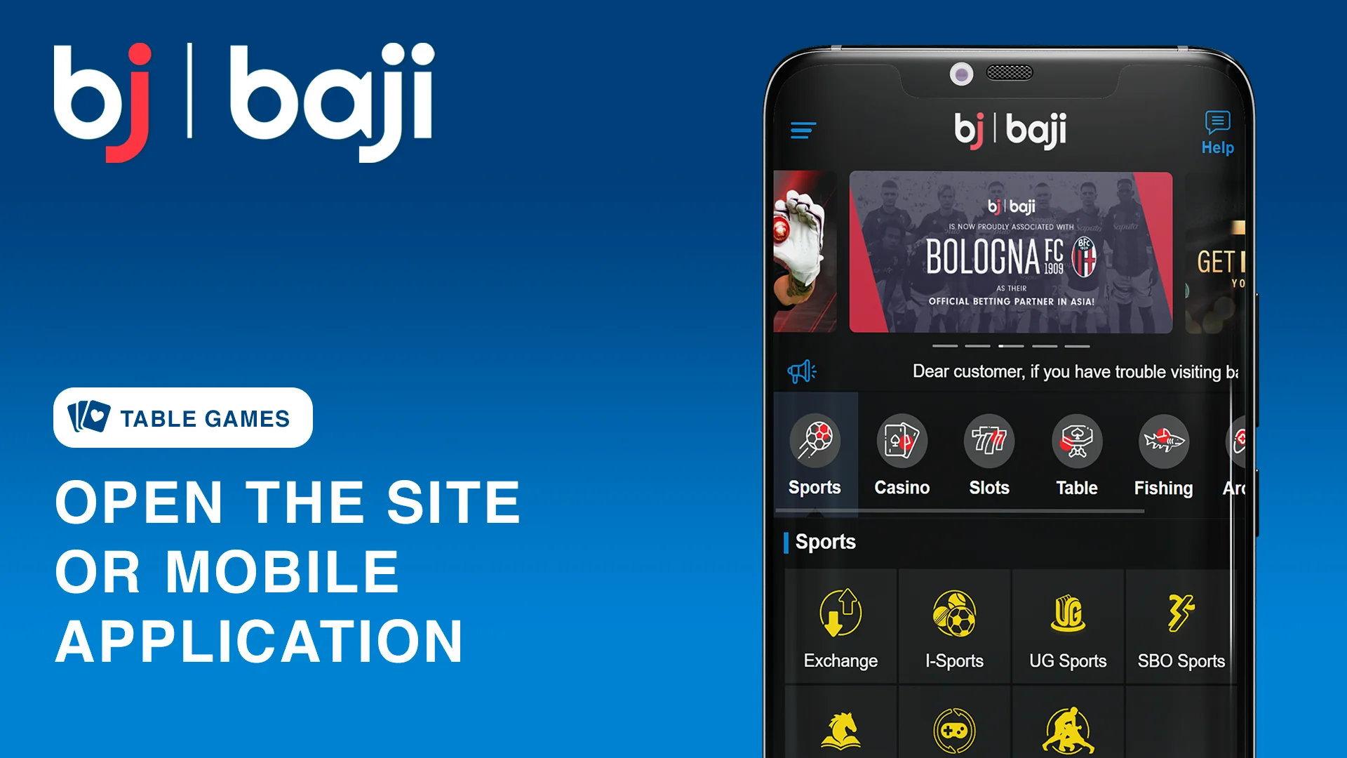 Open Baji Website to start playing table games