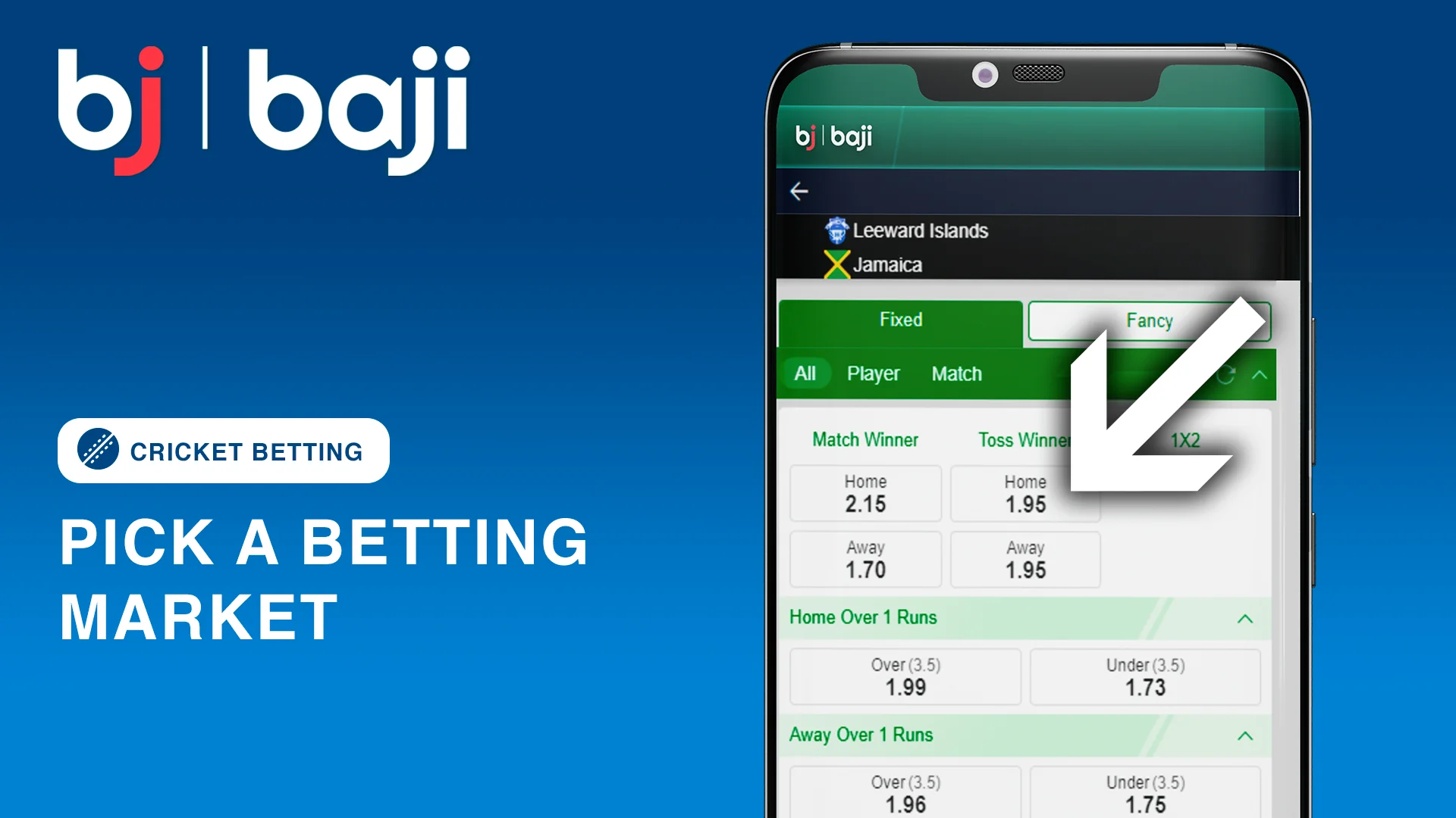 Pick a Betting Market - Cricket Betting at Baji Casino