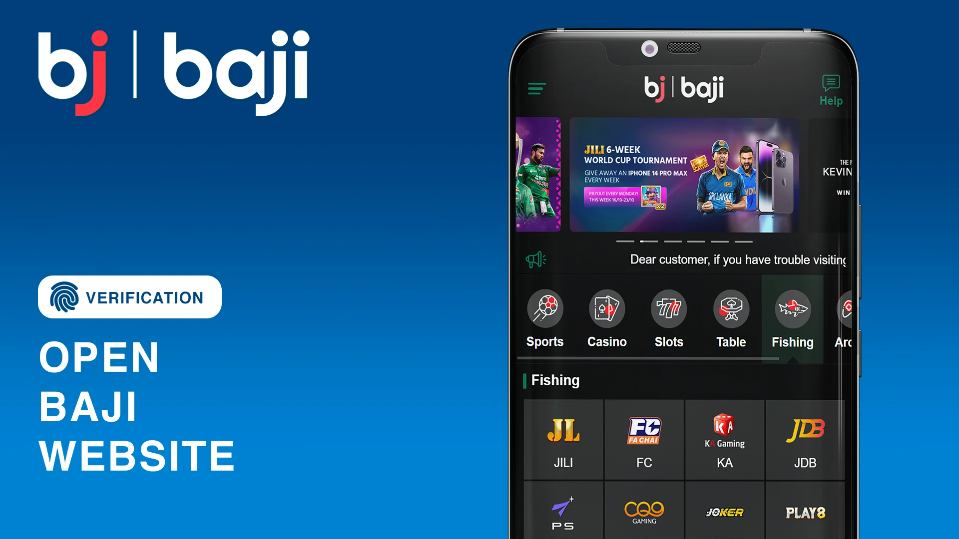 Open Baji Website to Start Verification